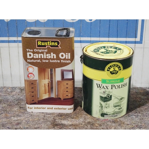 574 - Fiddes light wax polish 2.5L & Rustins Danish oil 5L