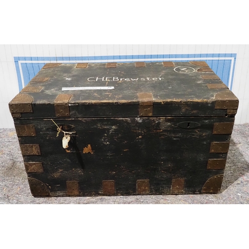 602 - Shipwrights/carpenters box, zinc lined with key 24x19x18