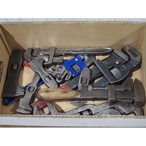 648 - Box of pipe and other wrenches