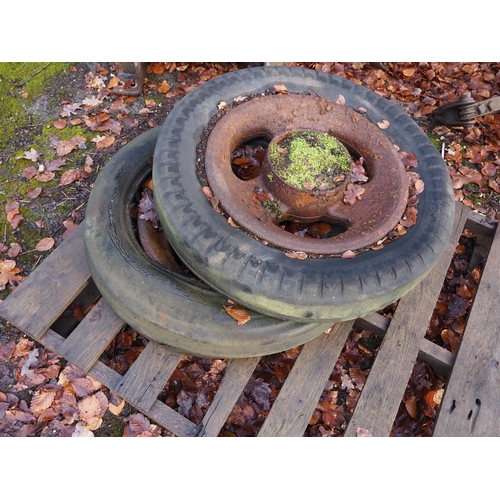 378 - Fordson major 3 hole front wheels and tyres