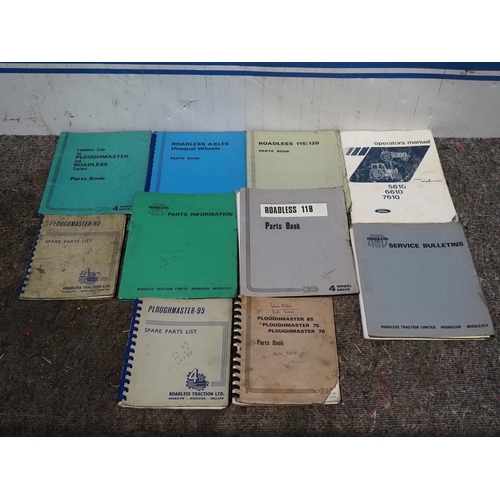 2558 - Quantity of Roadless & Ploughmaster parts books and operators manuals