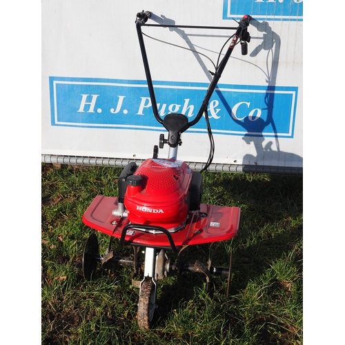 158 - Honda F220 rotavator. Vendor says it has done about 20 hours work. Manual in office