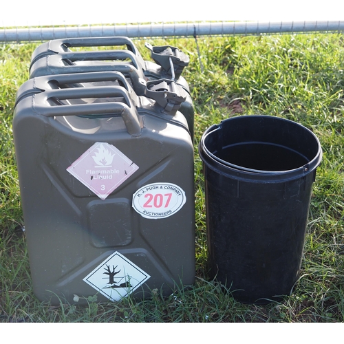 207 - 2 Jerry cans and barbed wire