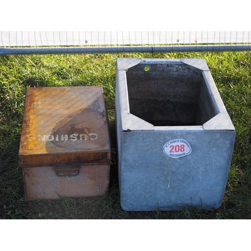 208 - Galvanized water tank 2x1½ft and 1 other