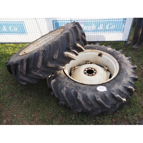 1312 - Pair of Firestone 13.6-R28 wheels and tyres