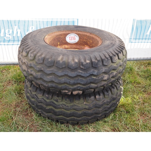 1316 - Pair of implement wheels and tyres 11.5/80-15