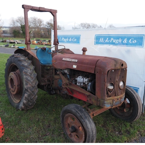 1366 - Fordson Super Major tractor c/w rear wheel weights and roll bar. Good restoration project