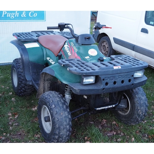 1471 - Polaris Xplorer 300 2 stroke 4X4 quad. Vendor says runs OK but needs a starter motor. Key in office