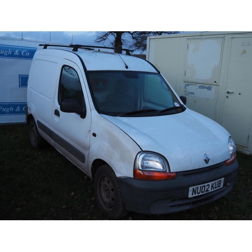 1472 - Renault Kangoo 865D van. Needs attention. MOT until 24/10/23. Reg. NU02 KUB. Keys in office, V5 appl... 