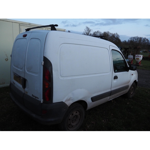 1472 - Renault Kangoo 865D van. Needs attention. MOT until 24/10/23. Reg. NU02 KUB. Keys in office, V5 appl... 