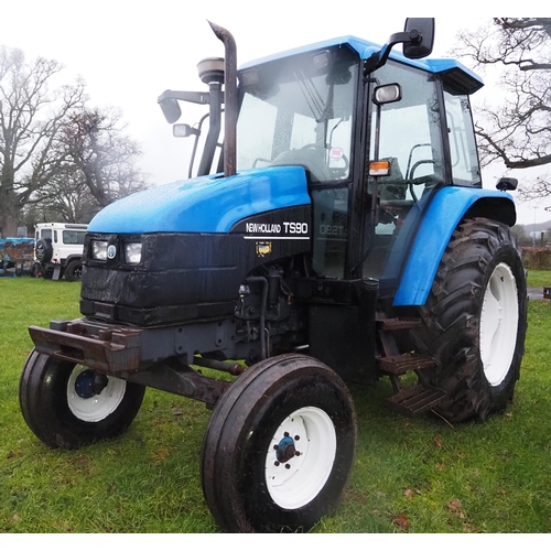 1488 - New Holland TS90 tractor. 1999. 2WD. Runs and drives, good tyres. showing 7298 hours. Log book state... 