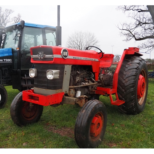 1489 - Massey Ferguson 188 tractor. Import. Fitted with inner and outer wheel weights. Runs and drives. sho... 