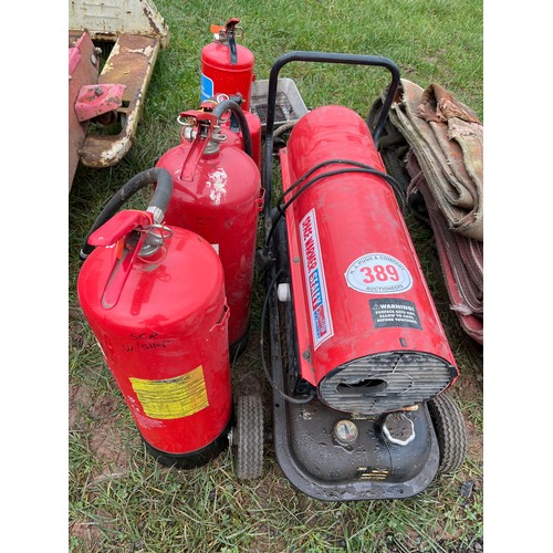 389 - Space heater, gas heater and extinguishers