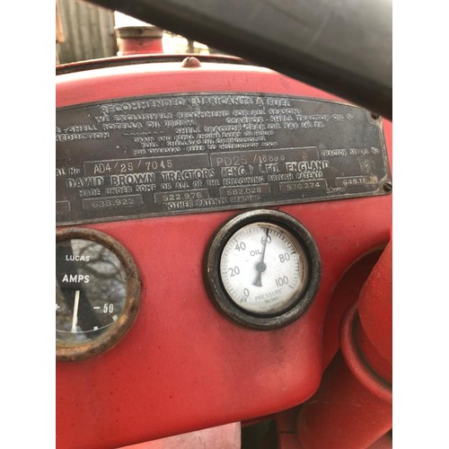 1487 - David Brown 25D tractor. Starts and runs. New rear tyres. Older restoration. Reg. 895 UXE. V5 to fol... 