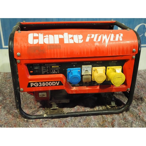 522 - Clarke PG3800DV generator 230v AF, working order