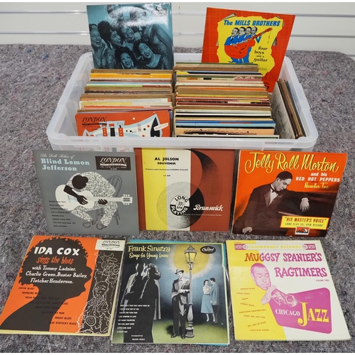 87 - Large quantity of assorted jazz vinyl records to include Frank Sinatra and Muggsy Spanier