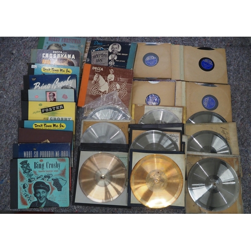 116 - Assorted original metal mother discs & stampers plus Bing Crosby record collection cases.
