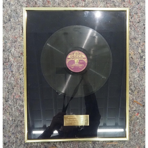 146 - An original framed pressing of the first record issued by Decca records on 1st July 1929 - PIZZICATO... 