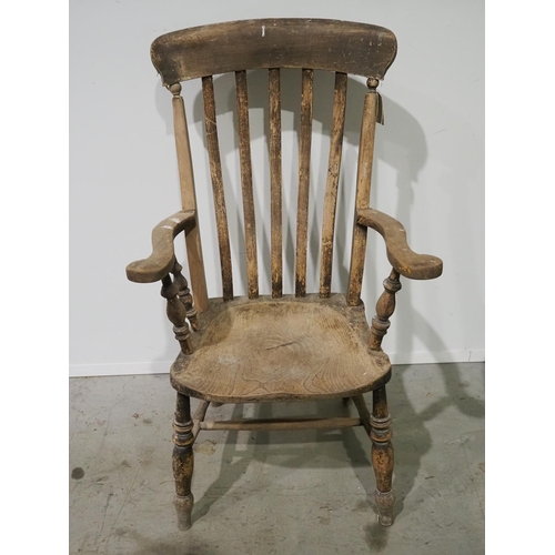 239 - 5 Assorted wooden chairs to include upholstered and wheelback chair and metal cage