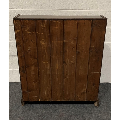 246 - Georgian oak bureau with fall front, well, 3 graduated drawers, brass handles and key 44