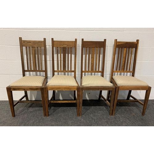 252 - Set of 4 oak chairs with upholstered seats