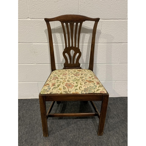 256 - Oak carver chair and Chippendale style oak dining chair with upholstered seat