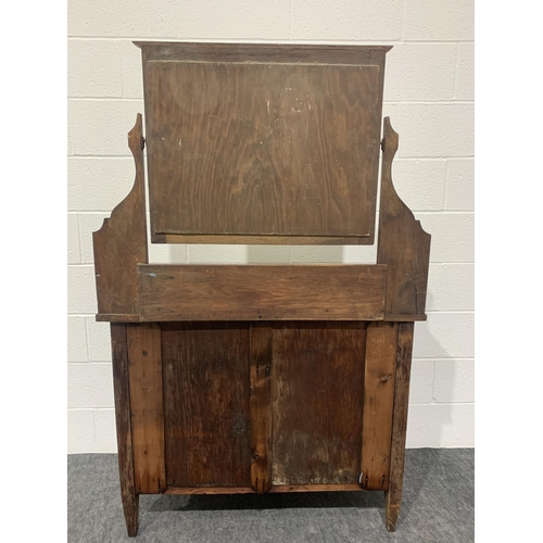 259 - Oak dressing table with bevel edge mirror, inlay, 2 short and 2 long drawers 64