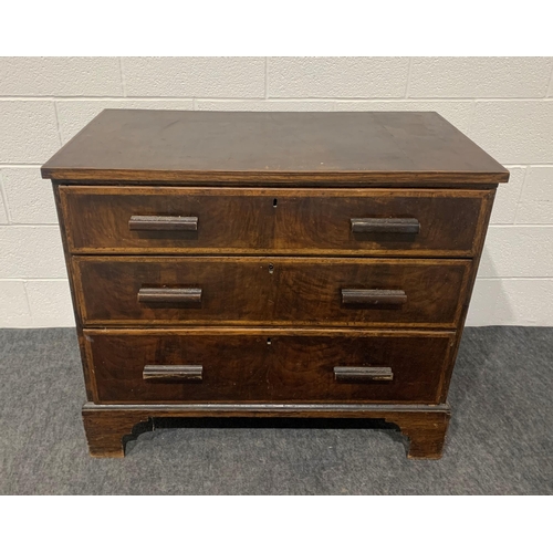 263 - Early oak chest with 3 graduated drawers on bracket feet 35