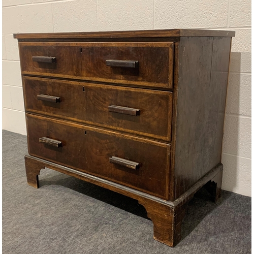 263 - Early oak chest with 3 graduated drawers on bracket feet 35