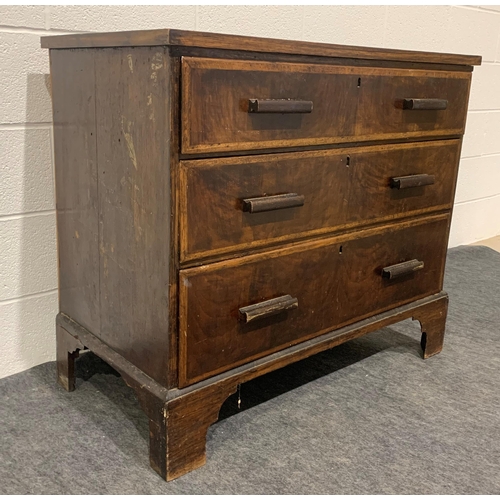 263 - Early oak chest with 3 graduated drawers on bracket feet 35