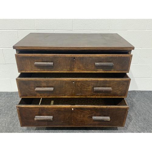 263 - Early oak chest with 3 graduated drawers on bracket feet 35