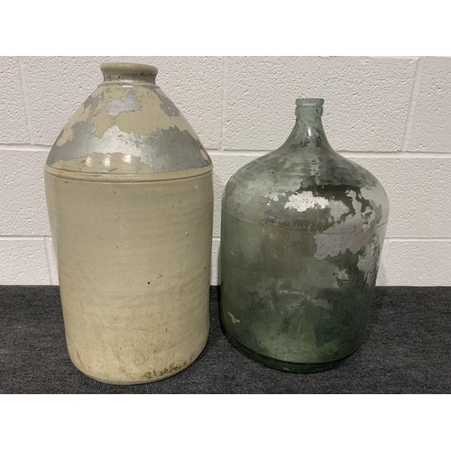 166 - Large stone jar and Demi jar