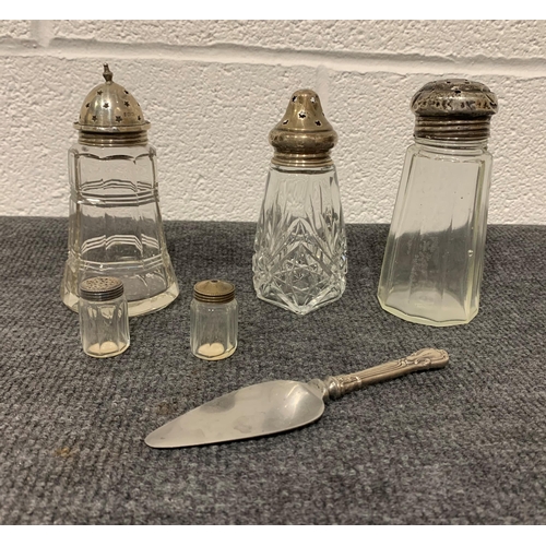 185 - Quantity of silver items to include salt and pepper shakers