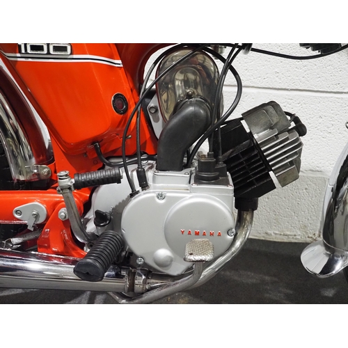 871 - Yamaha YB100 motorcycle, 1976, 97cc.
Frame no. L2-212636
Engine no. L2-212636
Runs and rides well, h... 