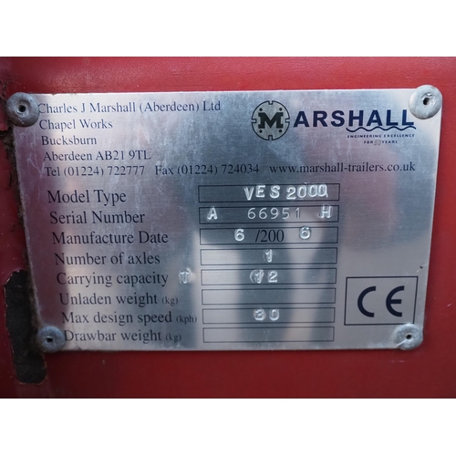 135 - Marshall VES2000 rear discharge muck spreader. 2006