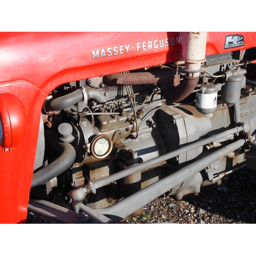 482 - Massey Ferguson 35 tractor. 1962. Runs and drives. 3 Cylinder. C/w Good tyres and roll frame. Has do... 