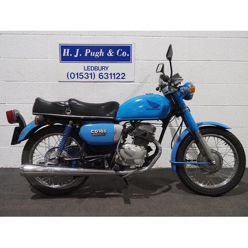 Honda CD185 motorcycle. 1978. 180cc. Frame No. CD185T2085741. Engine No ...