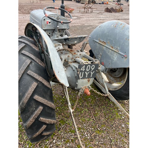 399 - Ferguson TEA20 petrol/TVO tractor. 1956. Was running last year, petrol tap and solenoid need repair.... 