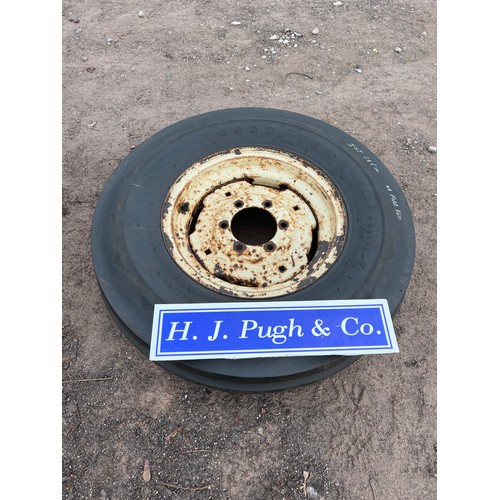 190 - Goodyear 3 rib 750 x 16 tyre and rim