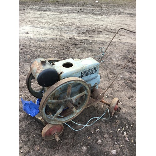 351 - Ruston Hornsby stationary engine on 4 wheeled trolley