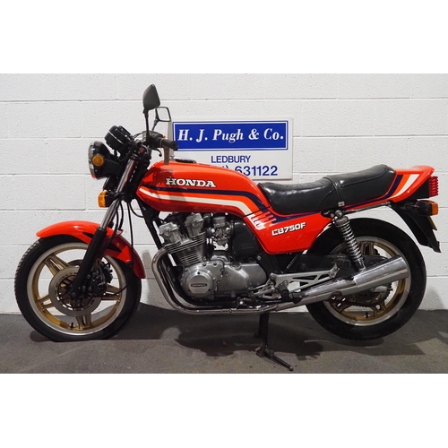 847 - Honda CB750F motorcycle. 1984. 750cc.
Frame No. RC042401124.
Engine No. RC04E2401799.
Runs and rides... 