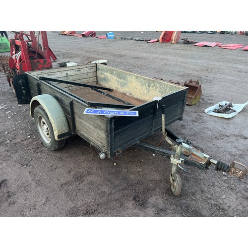 300 - Indespension trailer 6' x 4' with removable ladder rack and metal floor. 13