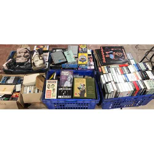 740 - Large quantity of music video tapes, cassette tapes and records