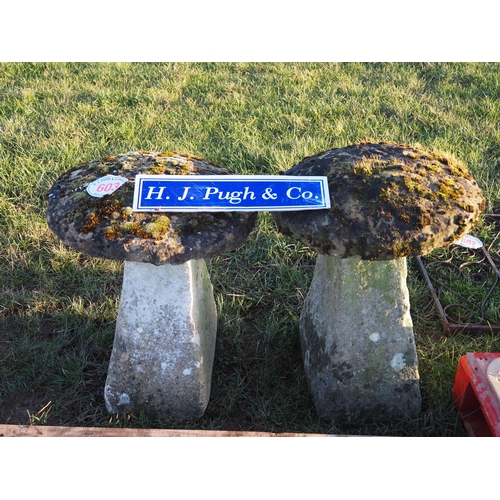 603 - Pair of staddle stones and tops