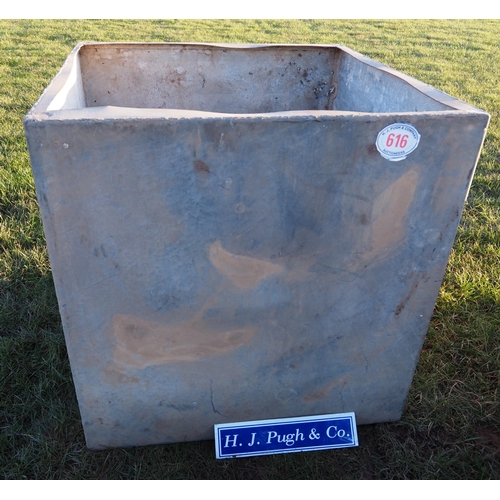 616 - Galvanised tank 3 ½ ft square