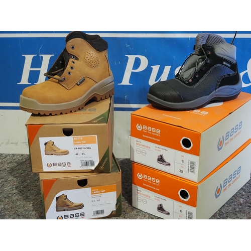 689 - 2 Pairs of Base steel toe cap boots sizes 6 and 6 1/2