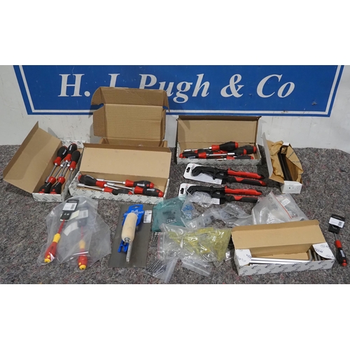 698 - Large quantity of assorted screwdrivers, plastering trowel, screwdriver bits and pliers