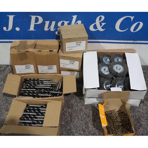 1282 - Large quantity of assorted stone grinding discs, drill bits and wire wheels