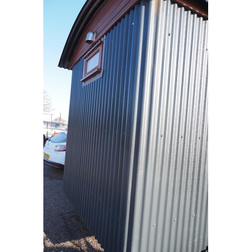 1400 - Shepherds hut 4.2 x 2.2m. Steel box section with turntable. Drawbar with tow hitch.  Fully insulated... 