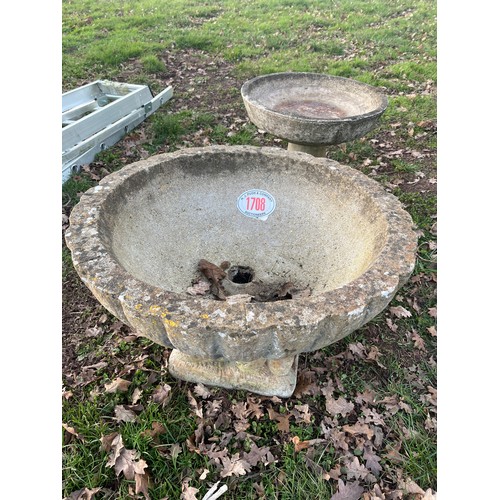 1708 - Stone planter and bird bath